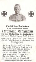 Sterbebild Gratzmann Ferdinand, Handenberg
